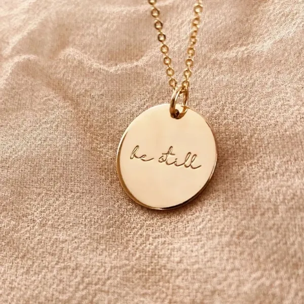 “Be Still” Faith Necklace Gold - Image 4