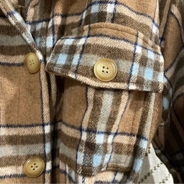 Kori America Plaid Shirt Jacket Shacket Belted Coat Size Medium - Image 4