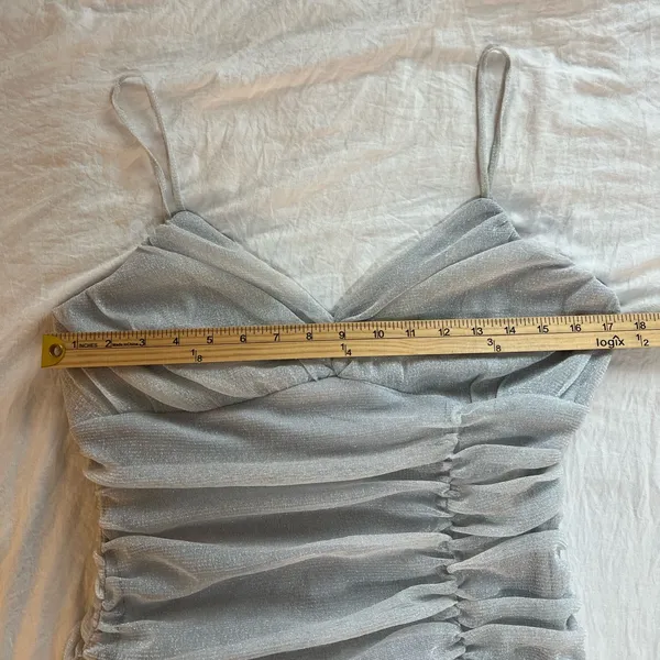 Lulu's Shimmering Silver Ruched‎ Mini Dress - Image 7