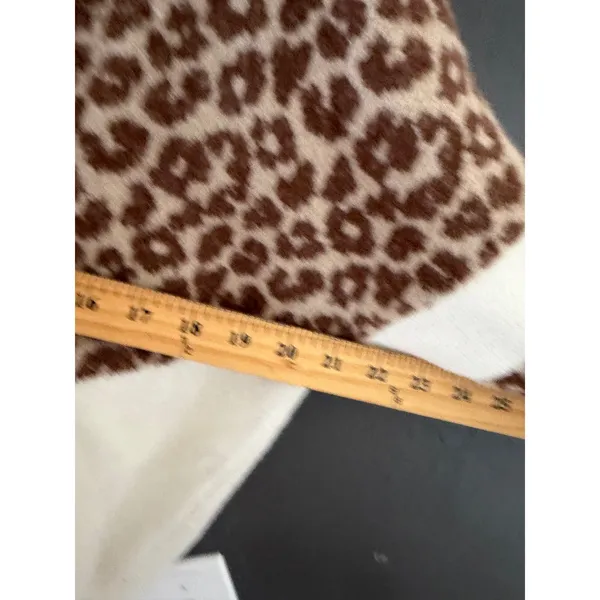 Daytrip Womens Leopard Print V-Neck Sweater Cream Brown Chevron Fall Medium - Image 7