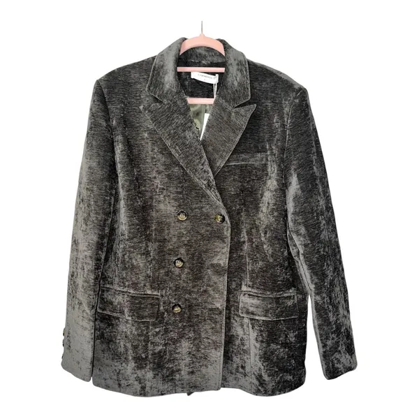 COMMENSE Retro Velvet Blazer COLOR - Green, Size Medium Double breasted NWT - Image 4