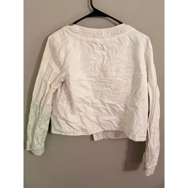 Nanette Lepore Embroidered White Long Sleeve Crop Top Boho Festival Size 8 - Image 4
