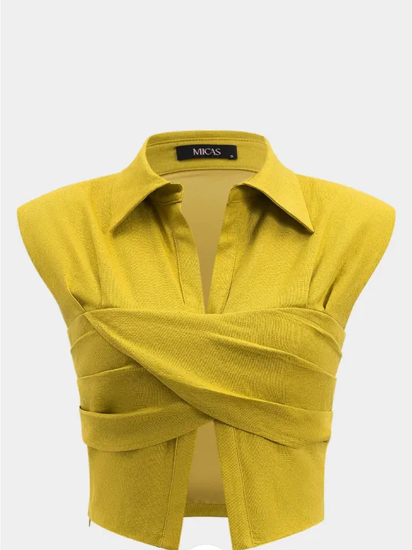 NWT MICAS Linen Crossed Ruched Tank Top - Image 2