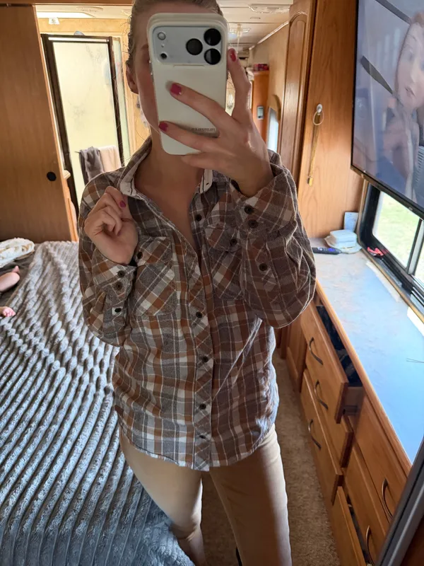 American Outpost tan plaid flannel - Image 2