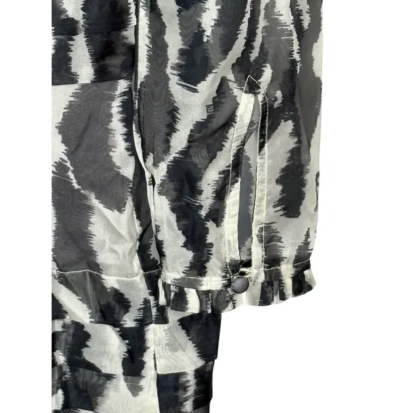 Maeve Anthro Animal Print Mini Dress XXS Gray Tiered Ruffle Long Sleeve Chiffon‎ - Image 12