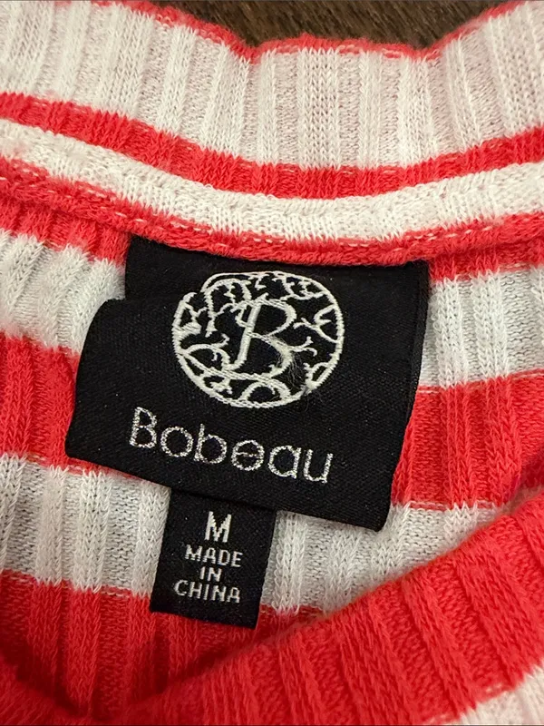 bobeau Red & White Striped Short Sleeve Tee Size Medium - C4-100 - Image 2