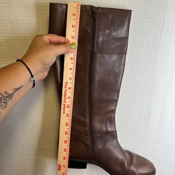 Lauren Ralph Lauren Brown Leather Riding Boots Silver Hardware Size 11B - Image 7