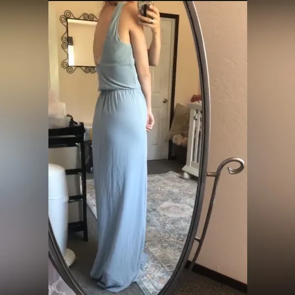 NWT Show Me Your Mumu Kendall STEEL blue maxi dress MEDIUM FLAWED - Image 5