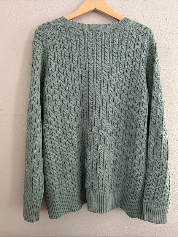 Amazon Essentials Cotton Cableknit Crewneck Sweater Ribbed Fisherman Style XXL - Image 8