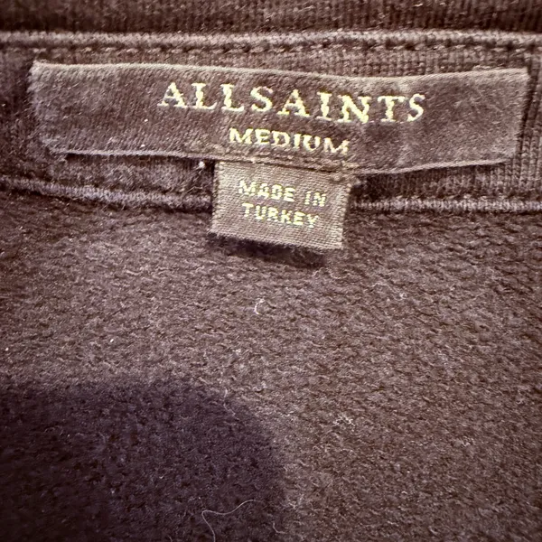 Allsaints Harper Biker Sweatshirt Jacket Black & Silver Women's M Cotton Moto - Image 7