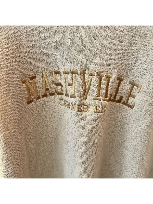 Nashville Tennessee Embroidered Beige Oversized Crewneck Sweater XL - Image 5