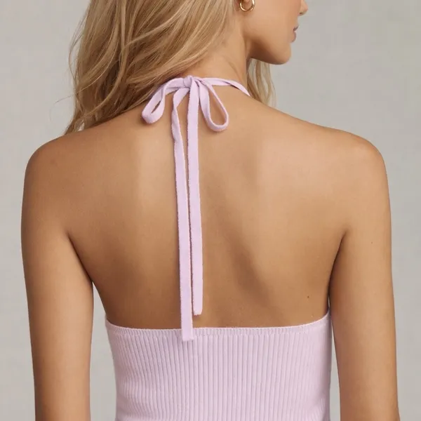 Anthropologie Wool Cashmere Halter Crop Tank Lavender Y2K Balletcore Knit L NWT - Image 2