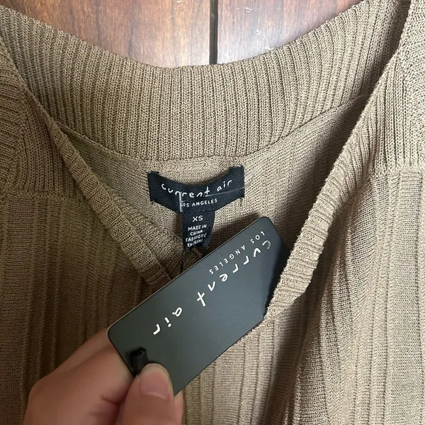 NWT CURRENT AIR Contrast Knit Georgia Sweater Midi Dress in Latte Size XS - Image 4