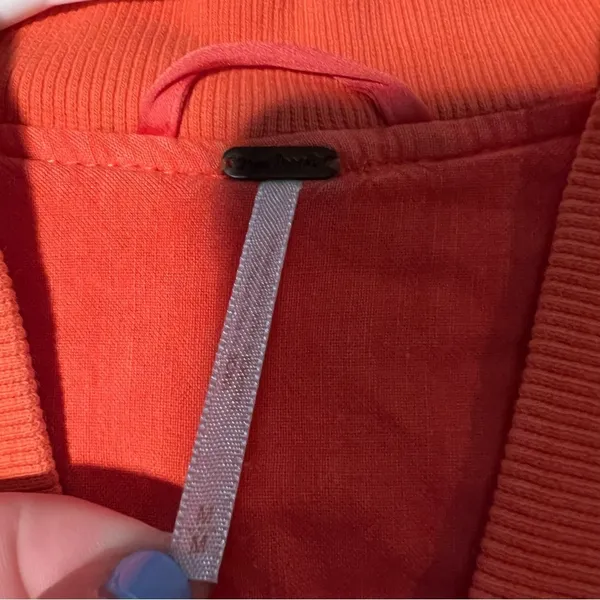 Free People Women's Size Medium On Point‎ Bomber Jacket Tomato Bisque Orange - Image 9