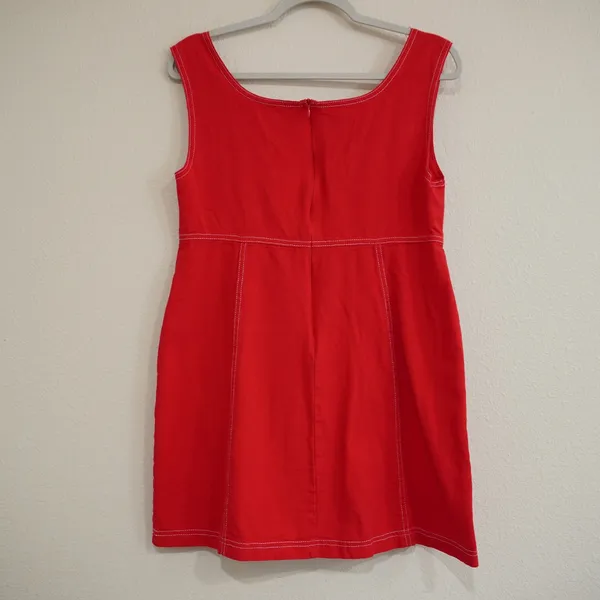 Urban Renewal Large Mini Dress Red Contrast Stitch Sleeveless Retro Mod - Image 3