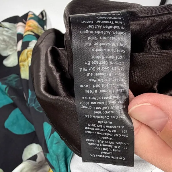 City Chic Maxi Floral Glow FF Dress Black XXL 24 Faux Wrap V-Neck Plus Size - Image 8