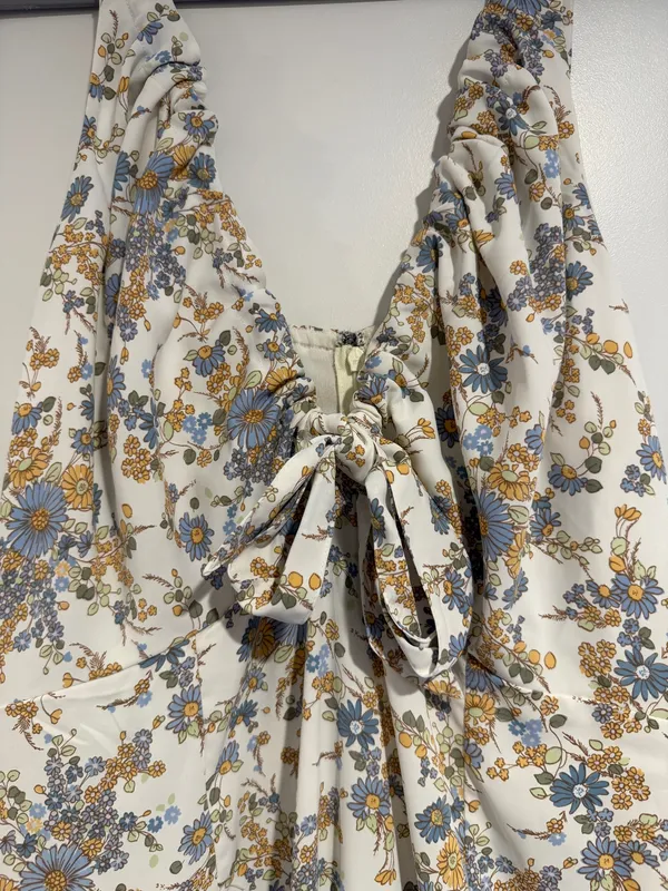 Abercrombie & Fitch Floral Tie Front Midi Dress Women's XL NWT Cottagecore - Image 5