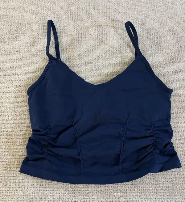 Free People Good Karma Ruched Crop Tank in Midnight Navy M/L - Image 6
