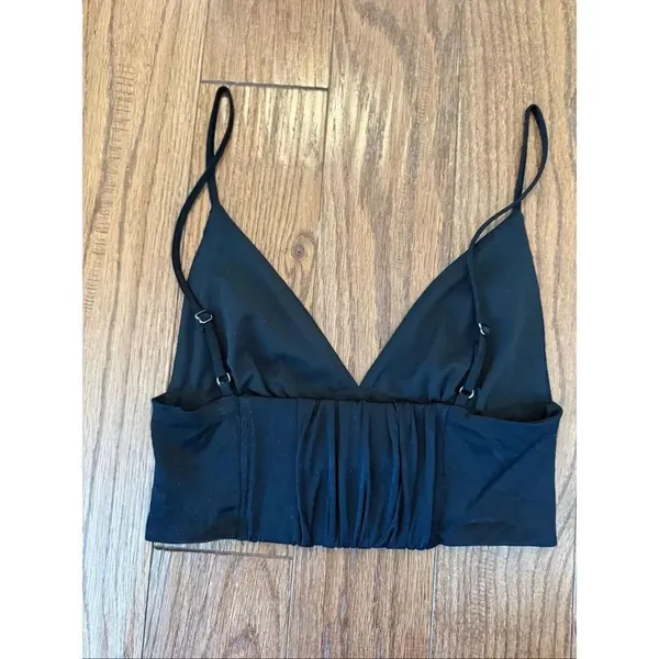 Zara black satin crop bralette top size xs - Image 5