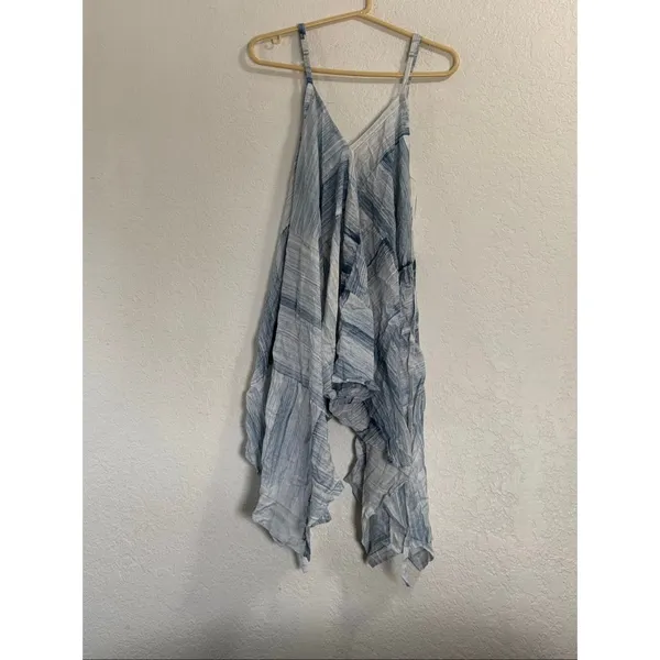 World market Handkerchief shirt S M Blue Floral Boho Relaxed Flowing Festival - Image 2