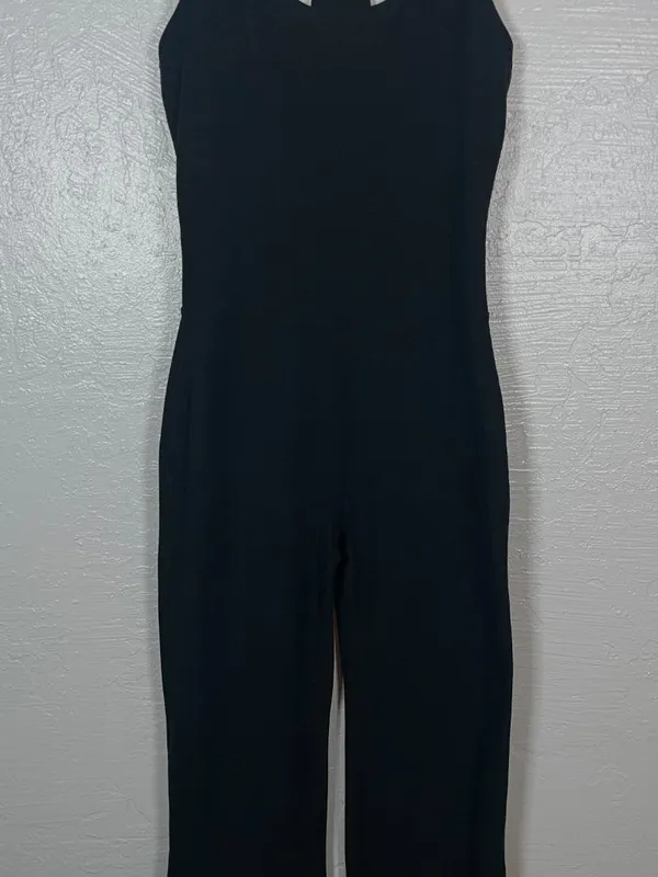 Beyond Yoga Women S Black Space Dyed All Around Jumpsuit Built in Bra Bootcut - Image 3