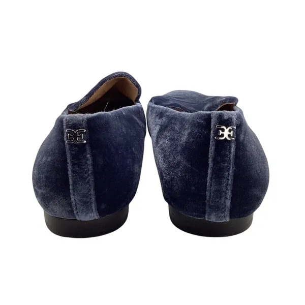 Sam Edelman Emelie Square Toe Loafers Womens Size 6.5 Velvet Slip On Blue Flats - Image 8