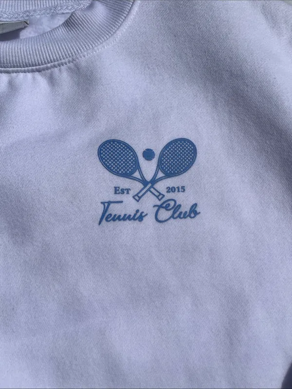 White Tennis Club Crewneck Sweatshirt - Image 3