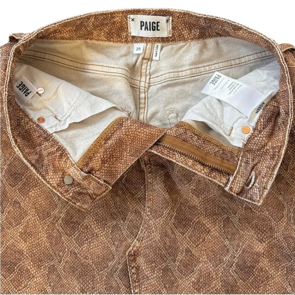EUC PAIGE Aideen Raw Hem Denim Skirt Bronze Viper Print Size 25 Retail @ $128.00 - Image 5