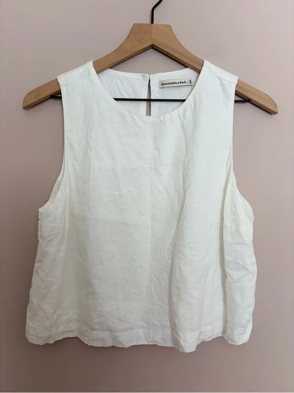 Abercrombie & Fitch Linen Shell Top White Medium - Image 2