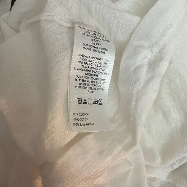 By Anthropologie Puff Sleeve Scoop Neck Top Size M White Cotton - Image 7