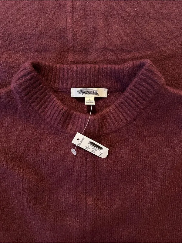 Madewell Wool Blend Sweater Mini Dress dark pomegranate color NY269 Size S NWT - Image 7