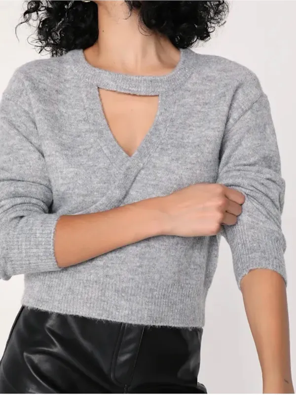 NWT LULUS Women’s Casually Elevated Cutout Surplice Long Sleeve Sweater Size M - Image 2