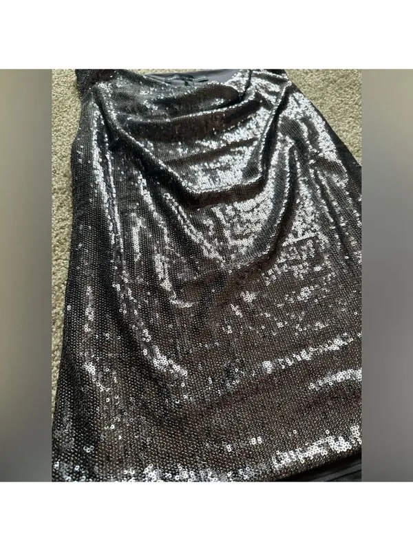 White House Black Market Sequin Cowl Neck Top Medium - Image 4