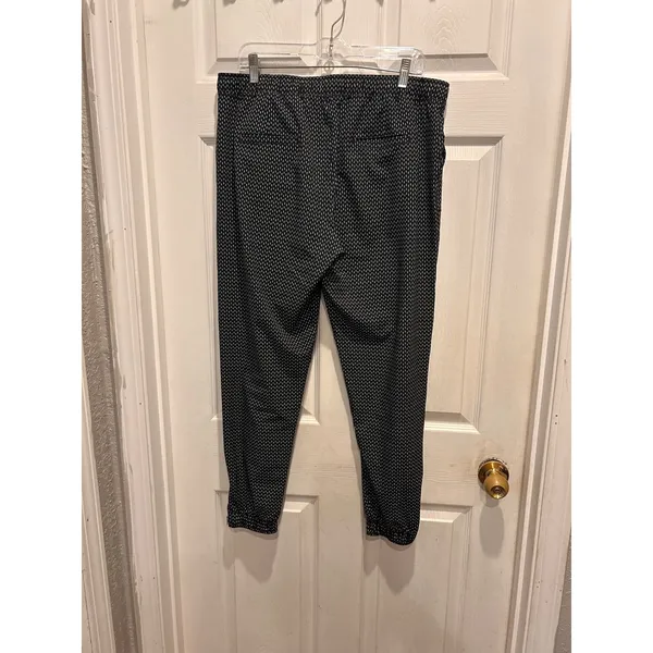 Albion Fit Black White Dash Print Jetsetter Joggers Ankle Zip Pants Womens Large - Image 5