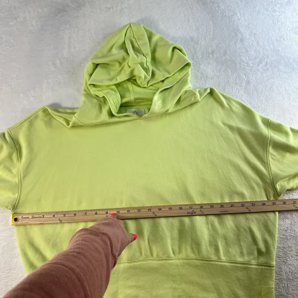 Aerie Offline XL Cropped Boxy Hoodie Lime Neon Green Pullover Sweatshirt Women - Image 11