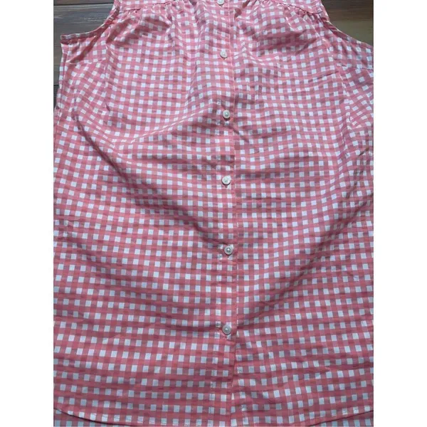 Columbia womens coral white checkered sleeveless blouse size M‎ - Image 5