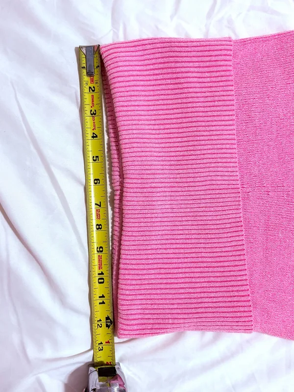 Pink Cable Knit Mock Neck Sweater & Fold-over Leggings - Image 6