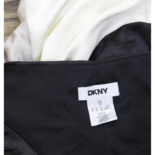 DKNY Womens Satin Colorblocked Slip Dress Black / Cloud / Eggshell 10 - Image 3
