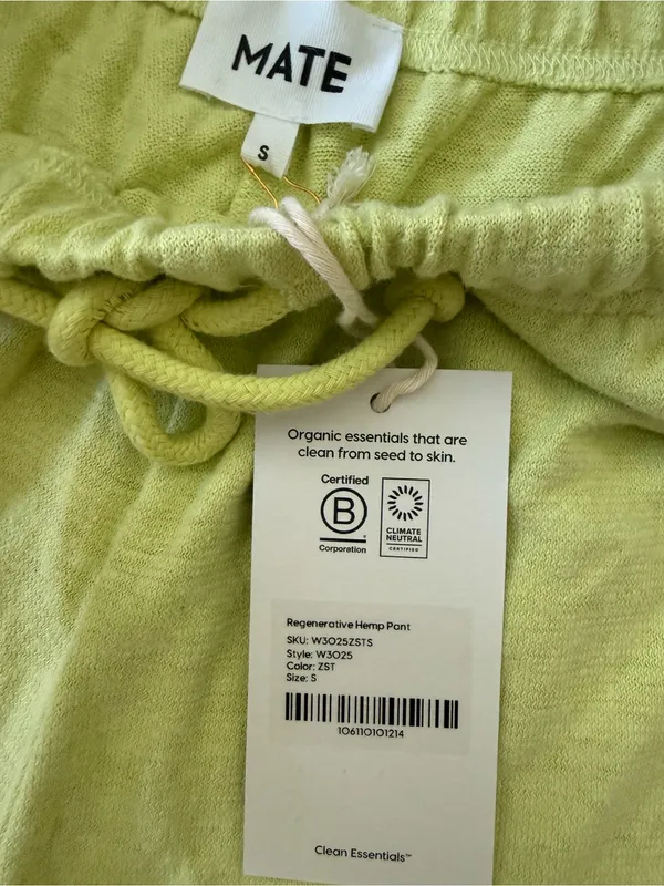 Mate the Label Regenerative Hemp Pant Zest S NWT - Image 3