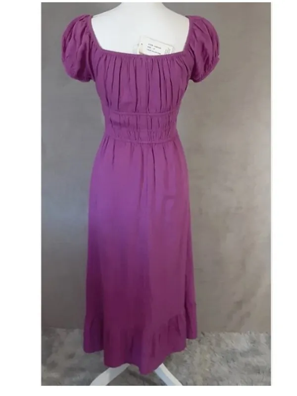 Sim & Sam Midi Linen Blend Milkmaid Peasant Midi Dress - Size Medium - Image 7