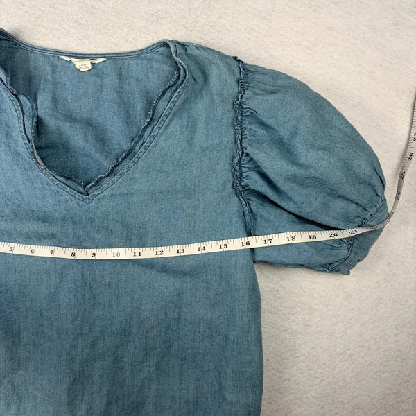 American Eagle Embroidered Denim Puff-Sleeve Top Women's S Boho Prairie Cottage - Image 7