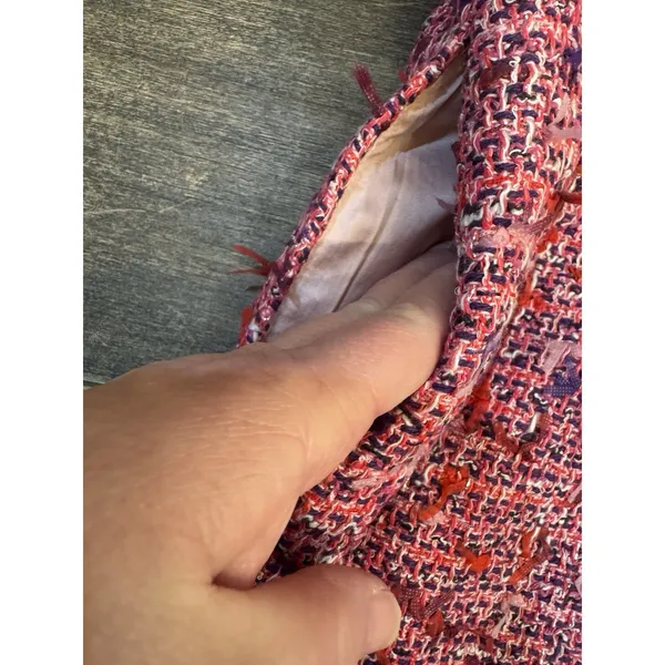 Kate Spade New York Flutter Sleeve Tweed Dress Pink Size 12 Jackie O Preppy‎ - Image 6