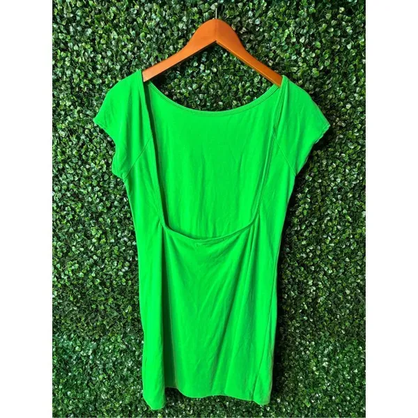 Free People Beach Rosalia Low Back Mini Green Dress Sz Large - Image 4
