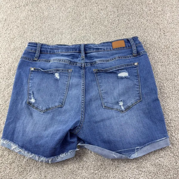 Judy Blue Distressed Denim Short XL High Rise Frayed Hem Stretch Jean Short Boho - Image 6