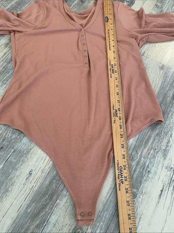 Abercrombie & Fitch L/S Henley Soft AF Bodysuit Terracotta Size XL - Image 7