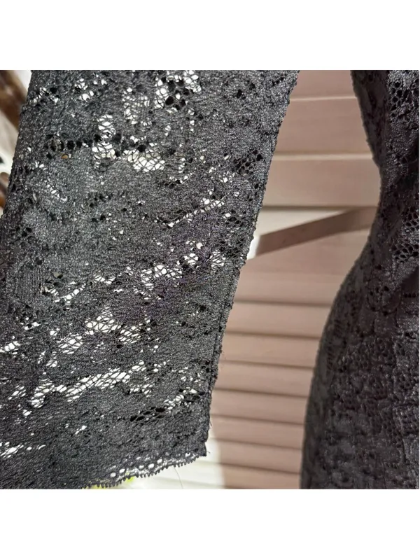 Black sheer lace dress 3/4 sleeves cocktail wedding guest homecoming whimsigoth - Image 9