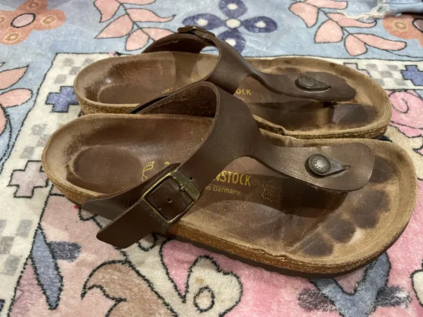 Birkenstock Sandals Leather Gizeh Thong Brown 38 - Image 3