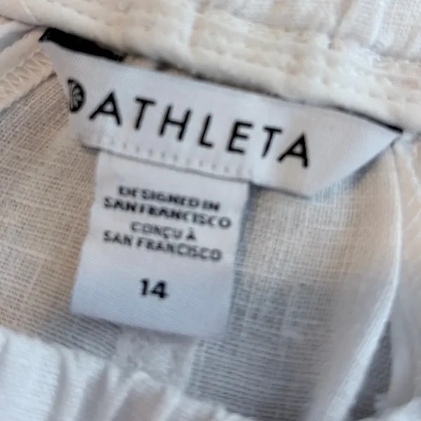 Athleta Cabo Linen Wide Leg‎ Pant White Drawstring Elastic Waist 14 - Image 3