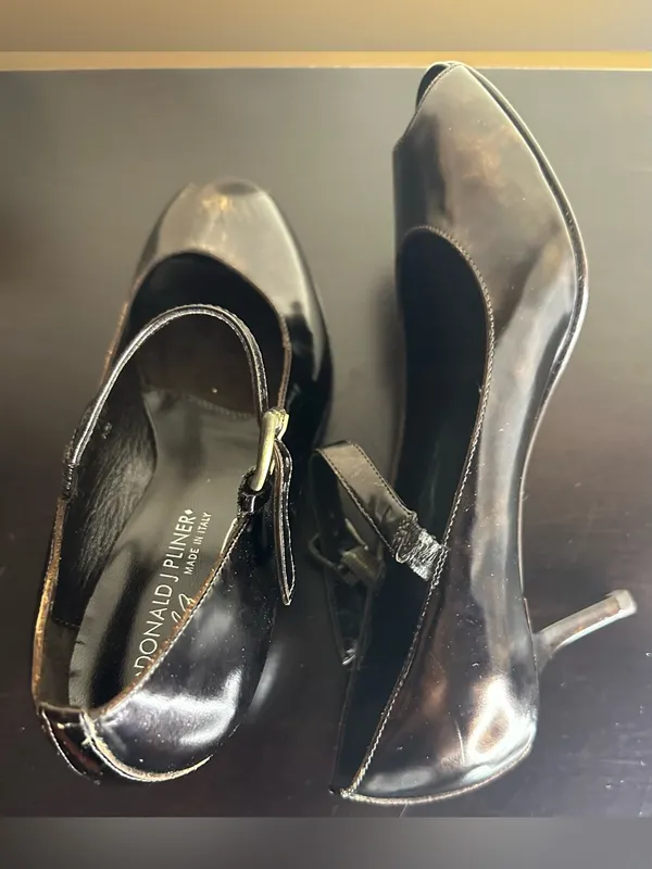 Donald J. Pliner Bronze/Copperish Brown Patent Mary Jane Peep-Toe Heels - Image 12