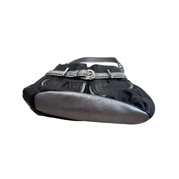B. Makowsky Womens Black & Silver Leather Hobo Handbag Purse SKU 7813 - Image 4